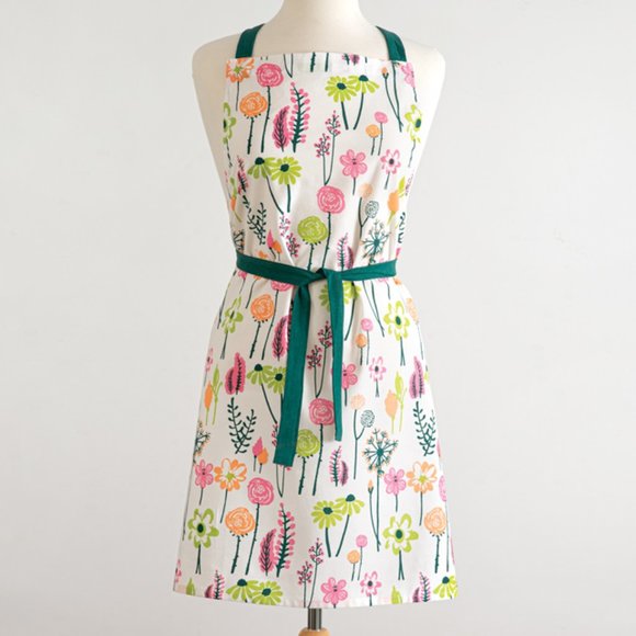 CTW Spring Floral Apron w/2 Matching Hot Pads.  Pink & Green. 100% Cotton - Picture 2 of 2